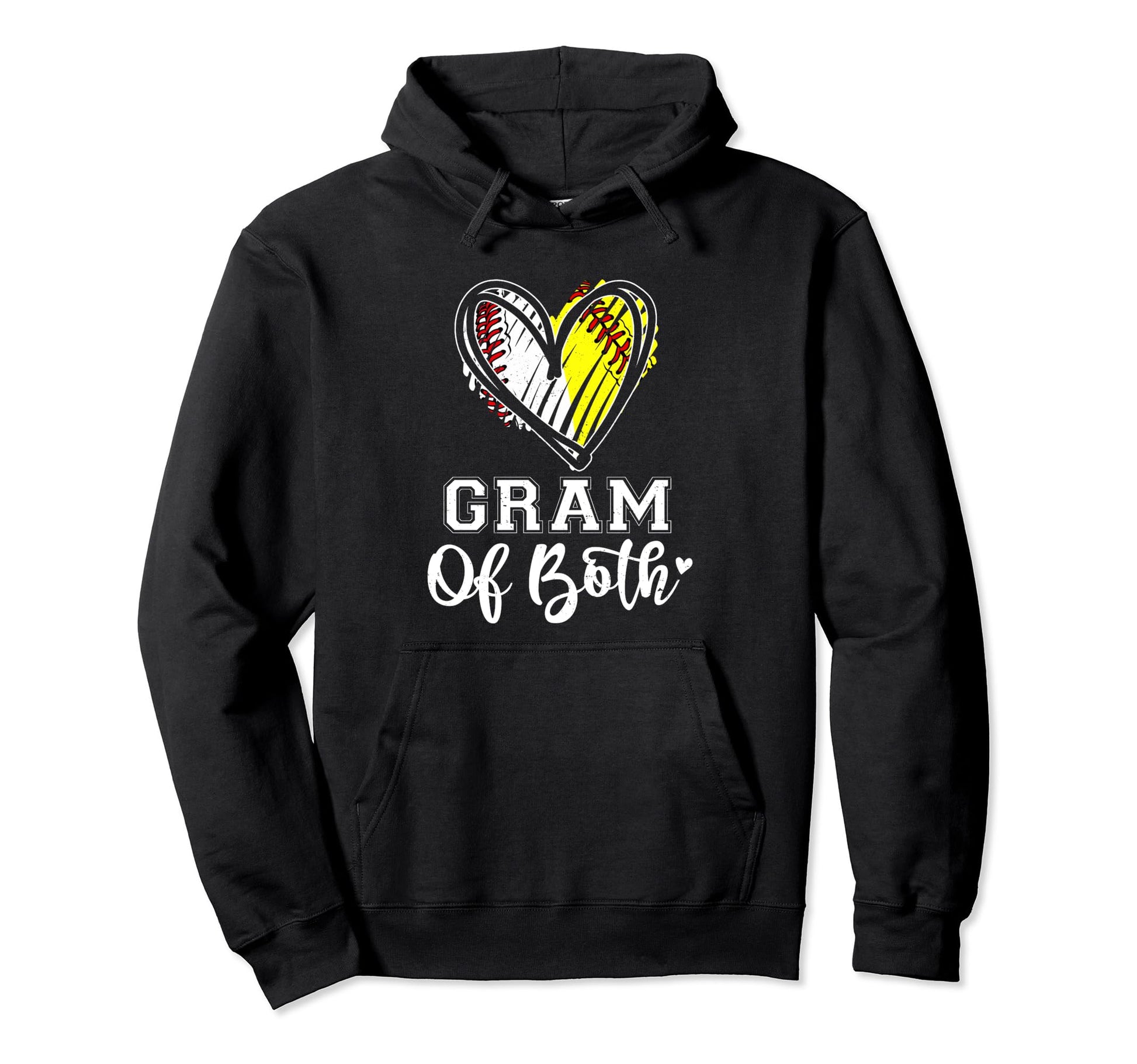 Gram Both Baseball Softball Grandma Hoodie - Fun Novelty Design for Adults - T-Shirt, Sweatshirt, Hoodie