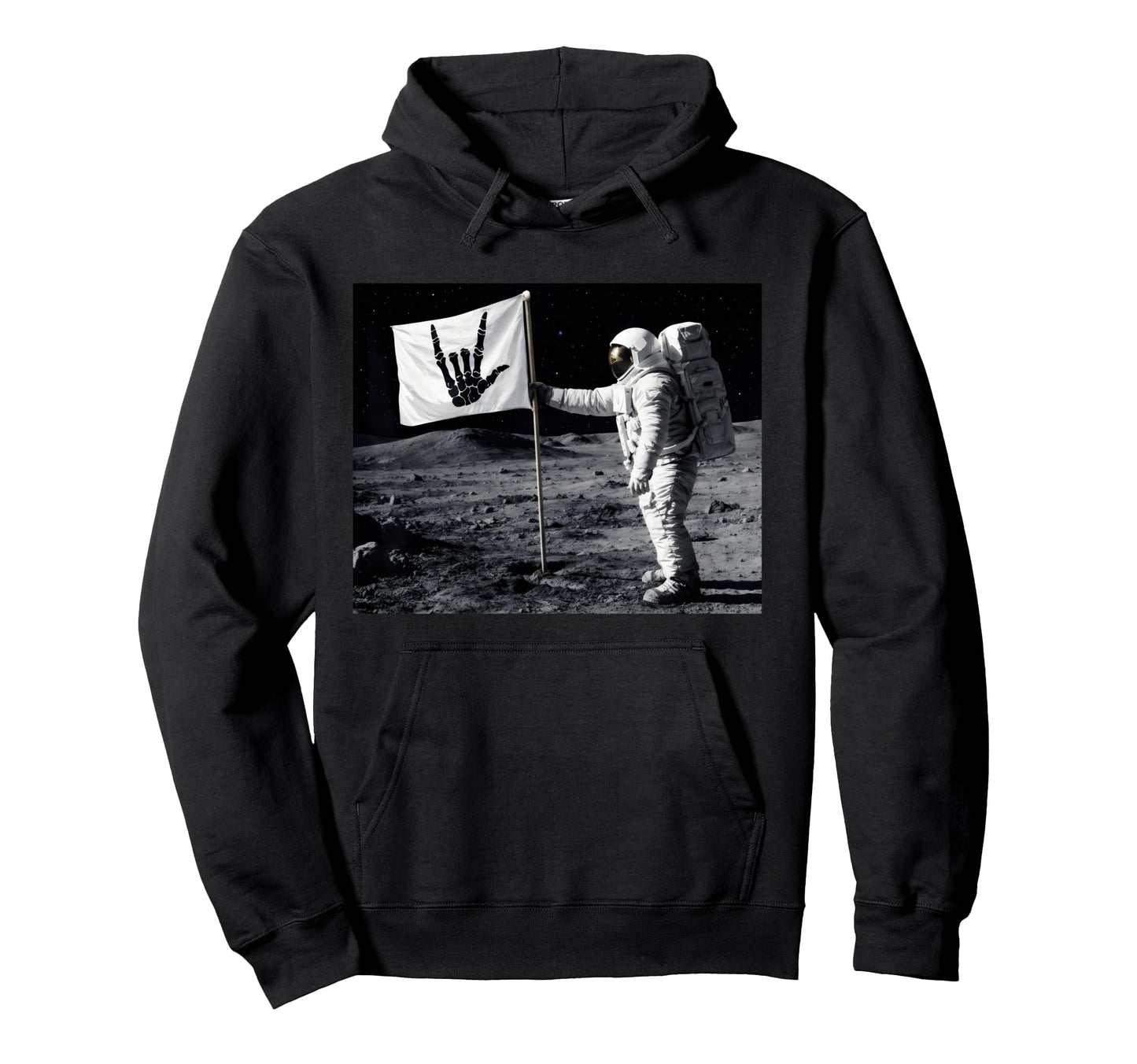 Astronaut Rock Skeleton Moon Landing Hoodie - Custom Art Print Unisex - T-Shirt, Sweatshirt, Hoodie