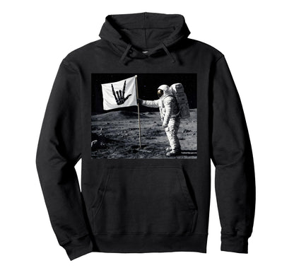 Astronaut Rock Skeleton Moon Landing Hoodie - Custom Art Print Unisex - T-Shirt, Sweatshirt, Hoodie