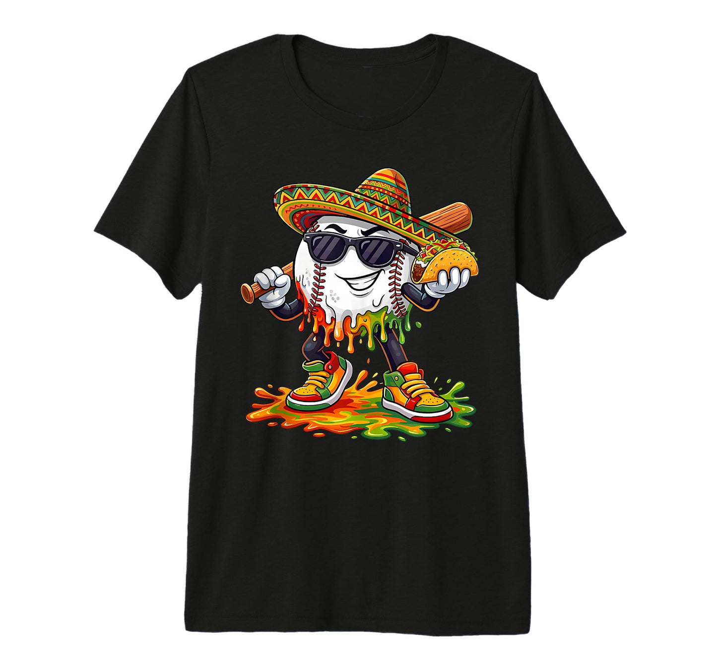 Baseball Cinco De Mayo Taco Ice Cream T-Shirt - Custom Art Print Men Women - T-Shirt, Sweatshirt, Hoodie