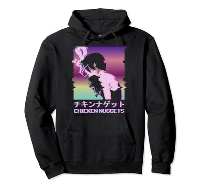 Chicken Nuggets Vaporwave Aesthetic Hoodie - Custom Art Print Men Women - T-Shirt, Sweatshirt, Hoodie