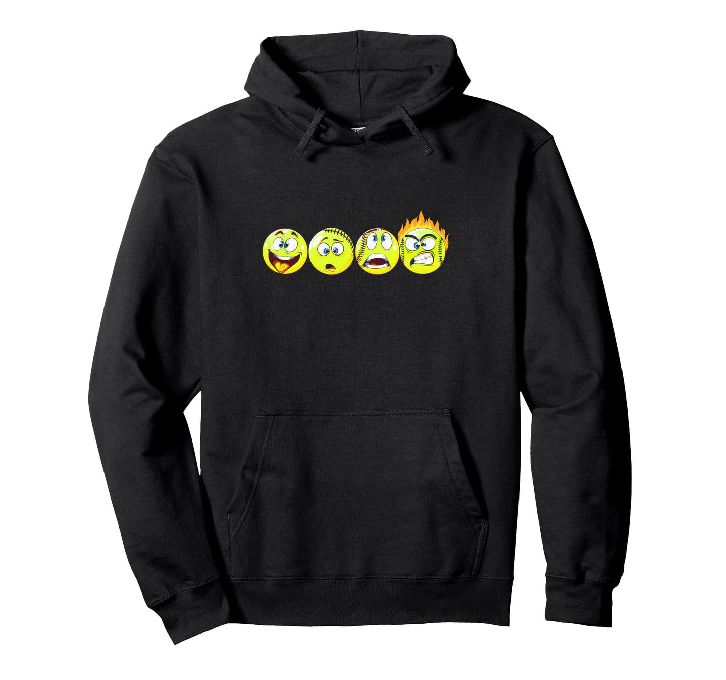 Funny Novelty Mens Softball Happy Angry Hoodie - Trendy Graphic Men Women - T-Shirt, Sweatshirt, Hoodie