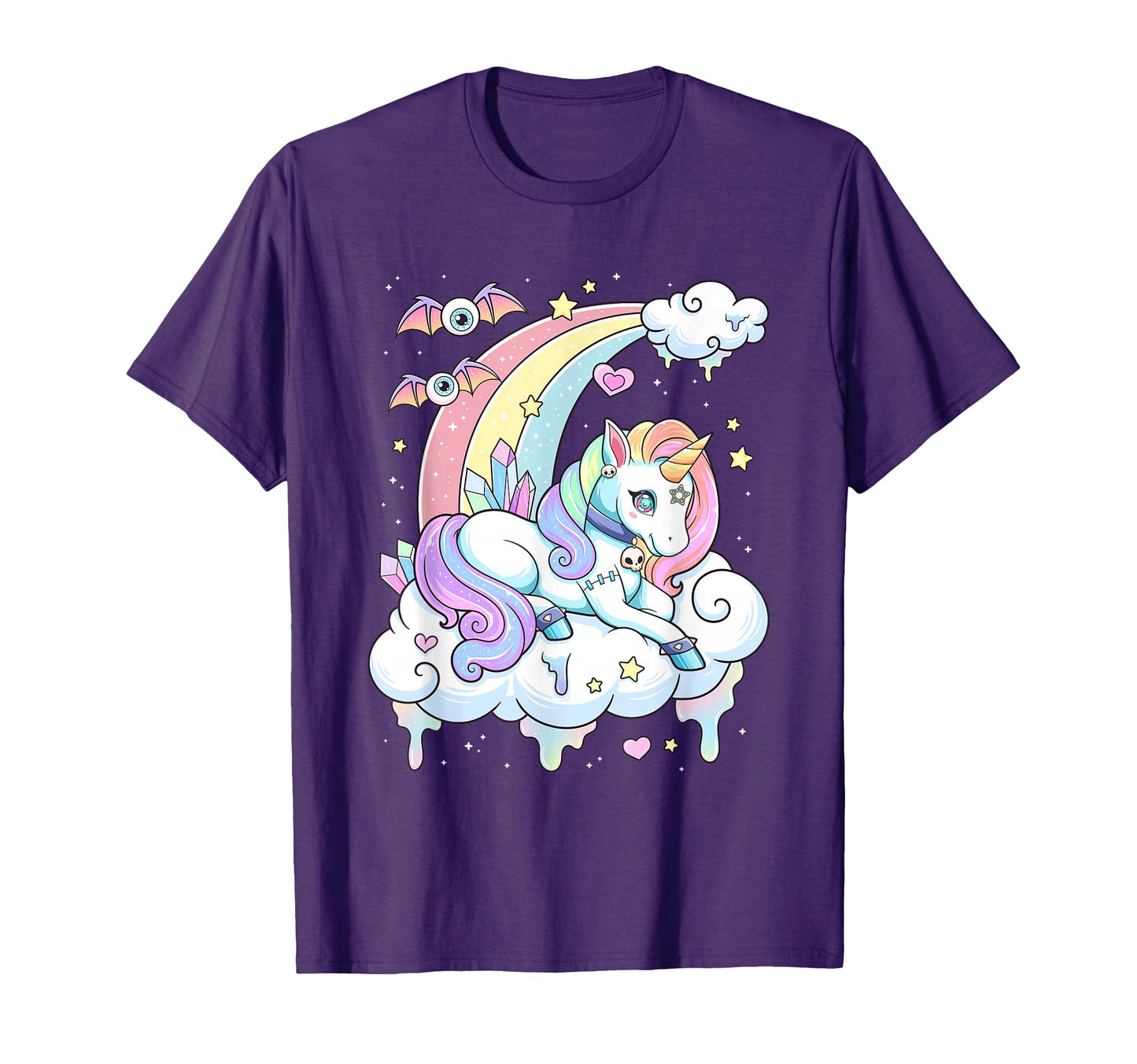 Kawaii Pastel Goth Scary Rainbow Unicorn T-Shirt - Graphic Print for Adults - T-Shirt, Sweatshirt, Hoodie