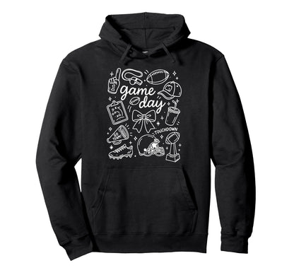 Preppy Football Mom Game Day Hoodie - Graphic Print Unisex - T-Shirt, Sweatshirt, Hoodie