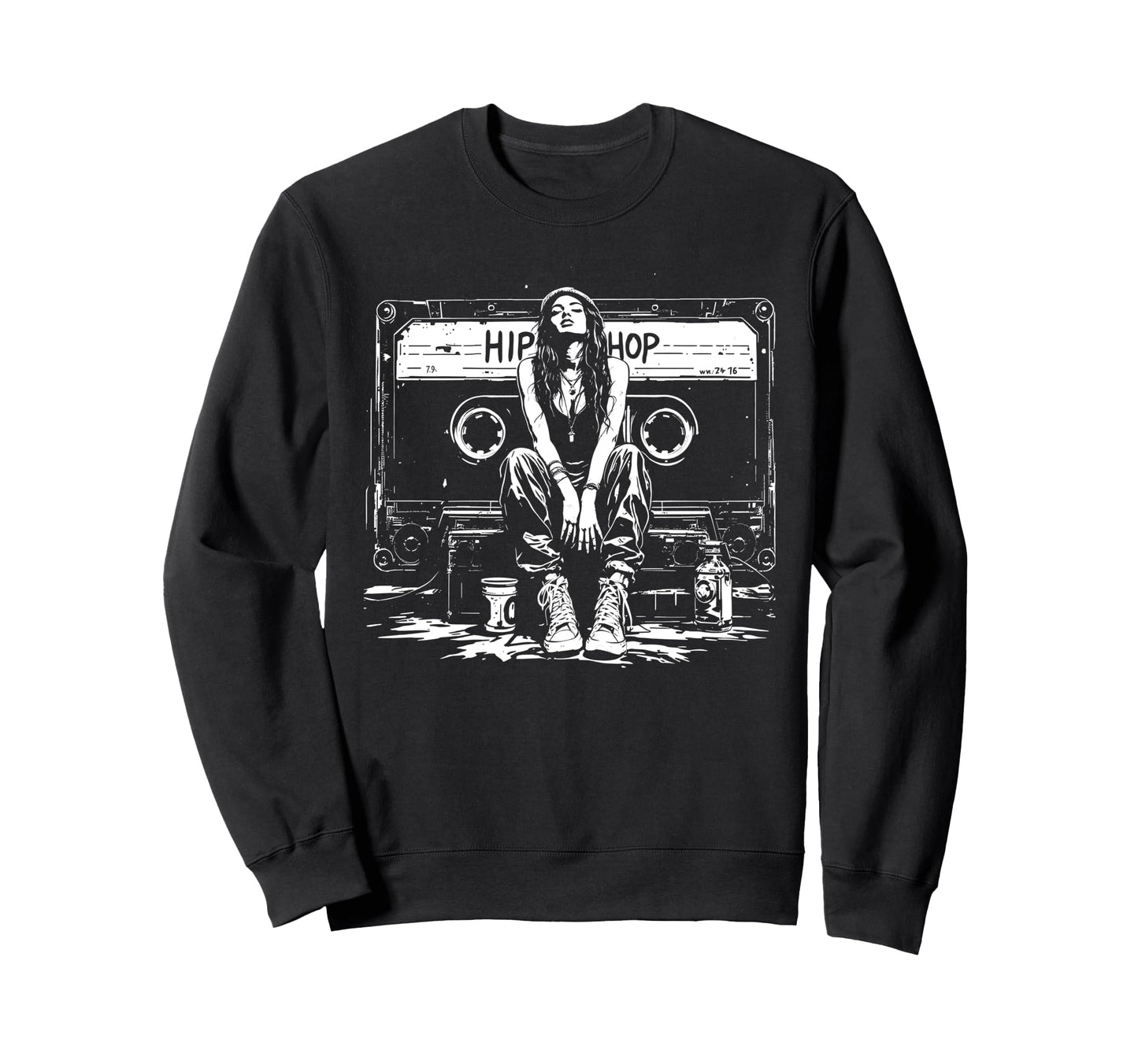 Cassette Tape Hip Hop Graffiti Sweatshirt - Streetwear Style for Adults - T-Shirt, Sweatshirt, Hoodie
