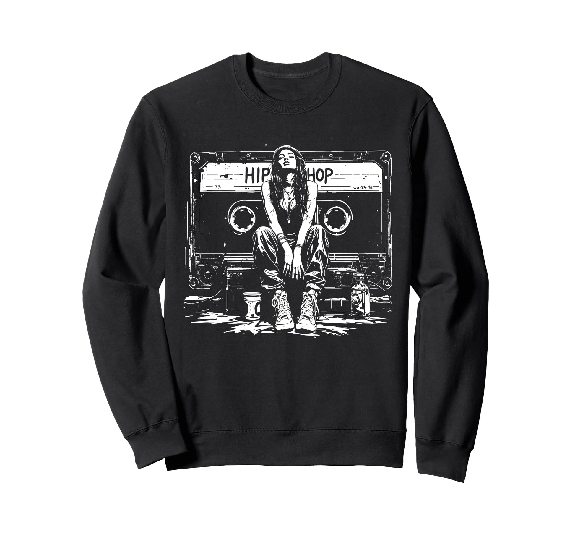 Cassette Tape Hip Hop Graffiti Sweatshirt - Streetwear Style for Adults - T-Shirt, Sweatshirt, Hoodie