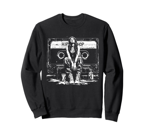 Cassette Tape Hip Hop Graffiti Sweatshirt - Streetwear Style for Adults - T-Shirt, Sweatshirt, Hoodie
