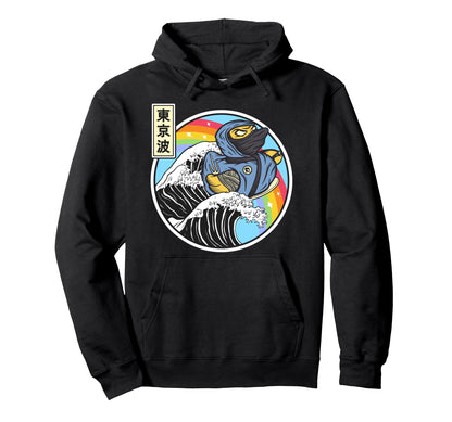 Ninja Rubber Duck Surfing Kanagawa Hoodie - Aesthetic Graphic for Adults - T-Shirt, Sweatshirt, Hoodie