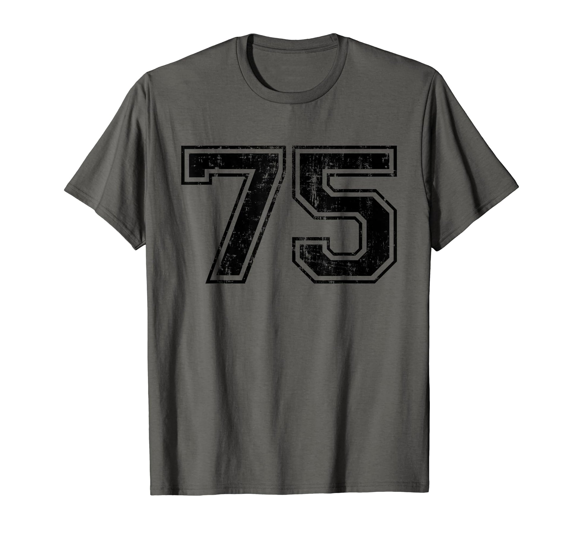 Number 75 Varsity Distressed Sport Team T-Shirt - Graphic Print Unisex - T-Shirt, Sweatshirt, Hoodie