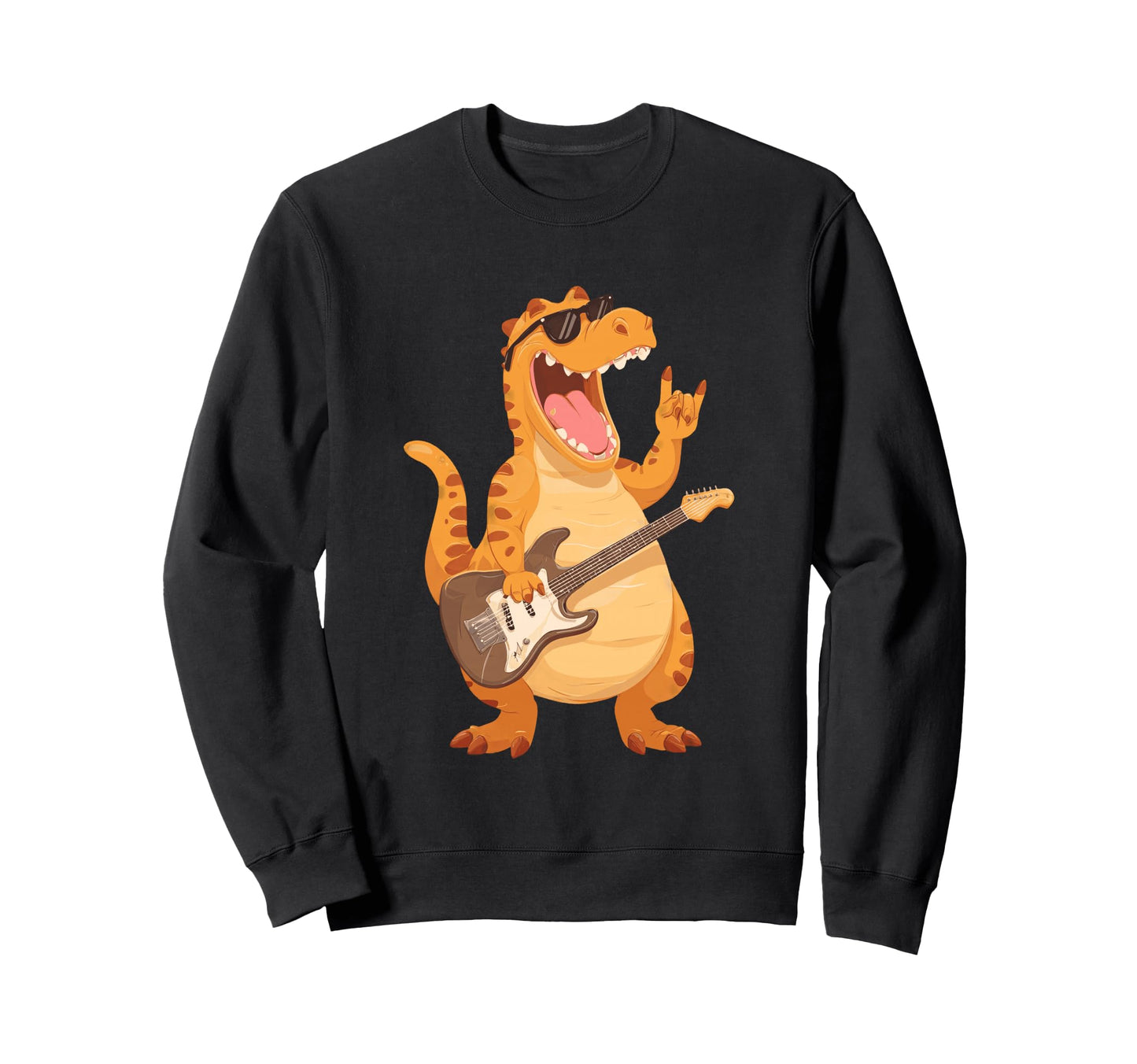 Funny Dinosaur Rock Music T Rex Sweatshirt - Fun Novelty Design for Adults - T-Shirt, Sweatshirt, Hoodie