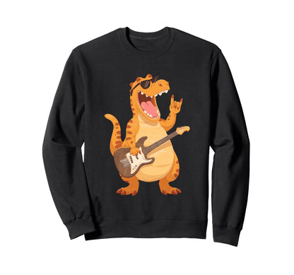 Funny Dinosaur Rock Music T Rex Sweatshirt - Fun Novelty Design for Adults - T-Shirt, Sweatshirt, Hoodie