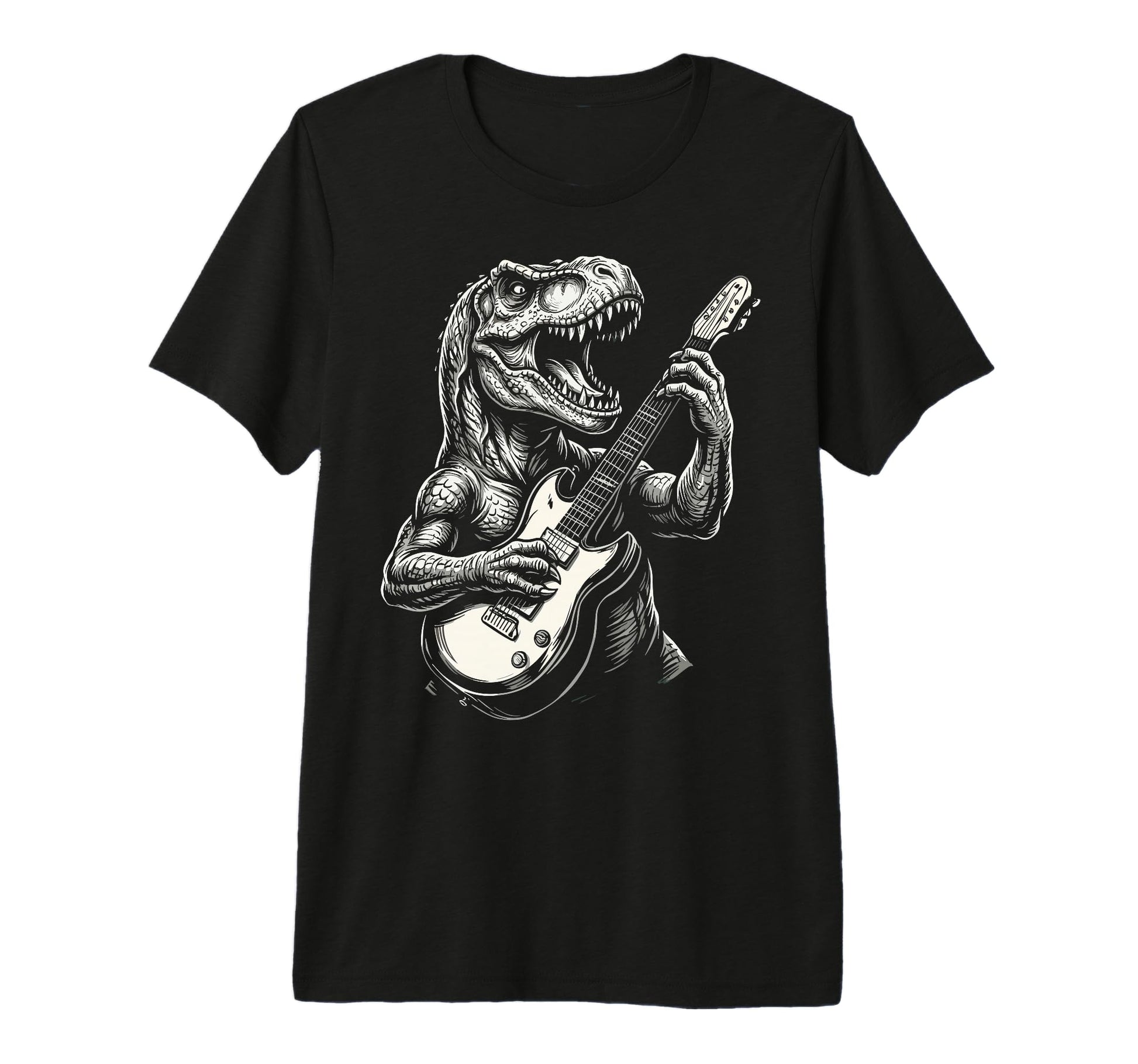 Funny T Rex Dino Playing Guitar T-Shirt - Aesthetic Graphic for Adults - T-Shirt, Sweatshirt, Hoodie