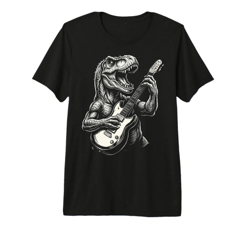 Funny T Rex Dino Playing Guitar T-Shirt - Aesthetic Graphic for Adults - T-Shirt, Sweatshirt, Hoodie