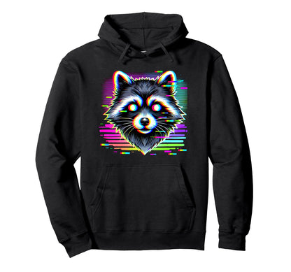 Raccoon Psychedelic Trippy Vaporwave Hoodie - Trendy Graphic for Adults - T-Shirt, Sweatshirt, Hoodie