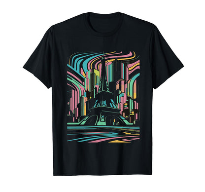 Paris Vaporwave Eifel Tower Futuristic T-Shirt - Novelty Apparel Unisex - T-Shirt, Sweatshirt, Hoodie
