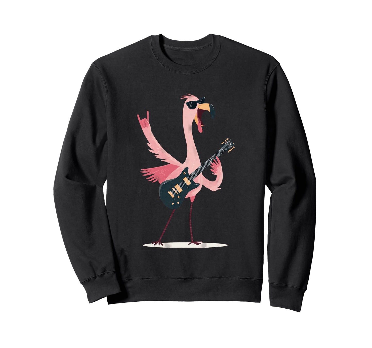 Flamingo Rock Music Guitar Player Sweatshirt - Streetwear Style Unisex - T-Shirt, Sweatshirt, Hoodie