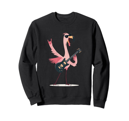 Flamingo Rock Music Guitar Player Sweatshirt - Streetwear Style Unisex - T-Shirt, Sweatshirt, Hoodie