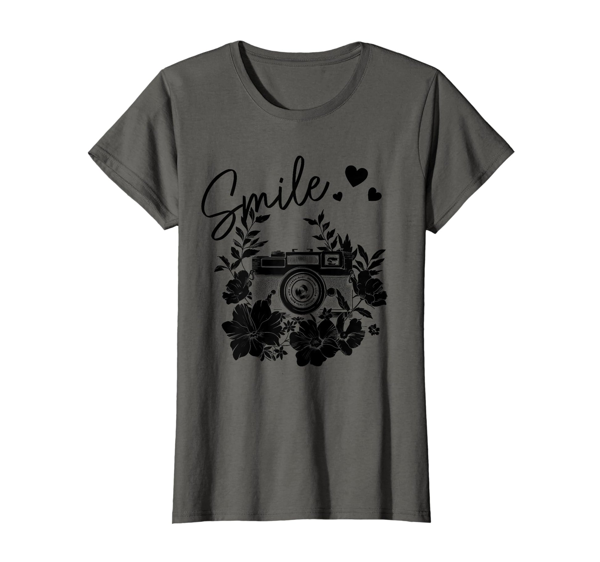 Photographer Smile Camera Flowers T-Shirt - Graphic Print Men Women - T-Shirt, Sweatshirt, Hoodie
