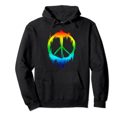 Peace Sign Peaceful 60S 70S Hippie Hoodie - Novelty Apparel for Adults - T-Shirt, Sweatshirt, Hoodie