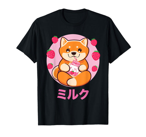 Shiba Inu Milkshake Vaporwave T-Shirt - Aesthetic Graphic Men Women - T-Shirt, Sweatshirt, Hoodie