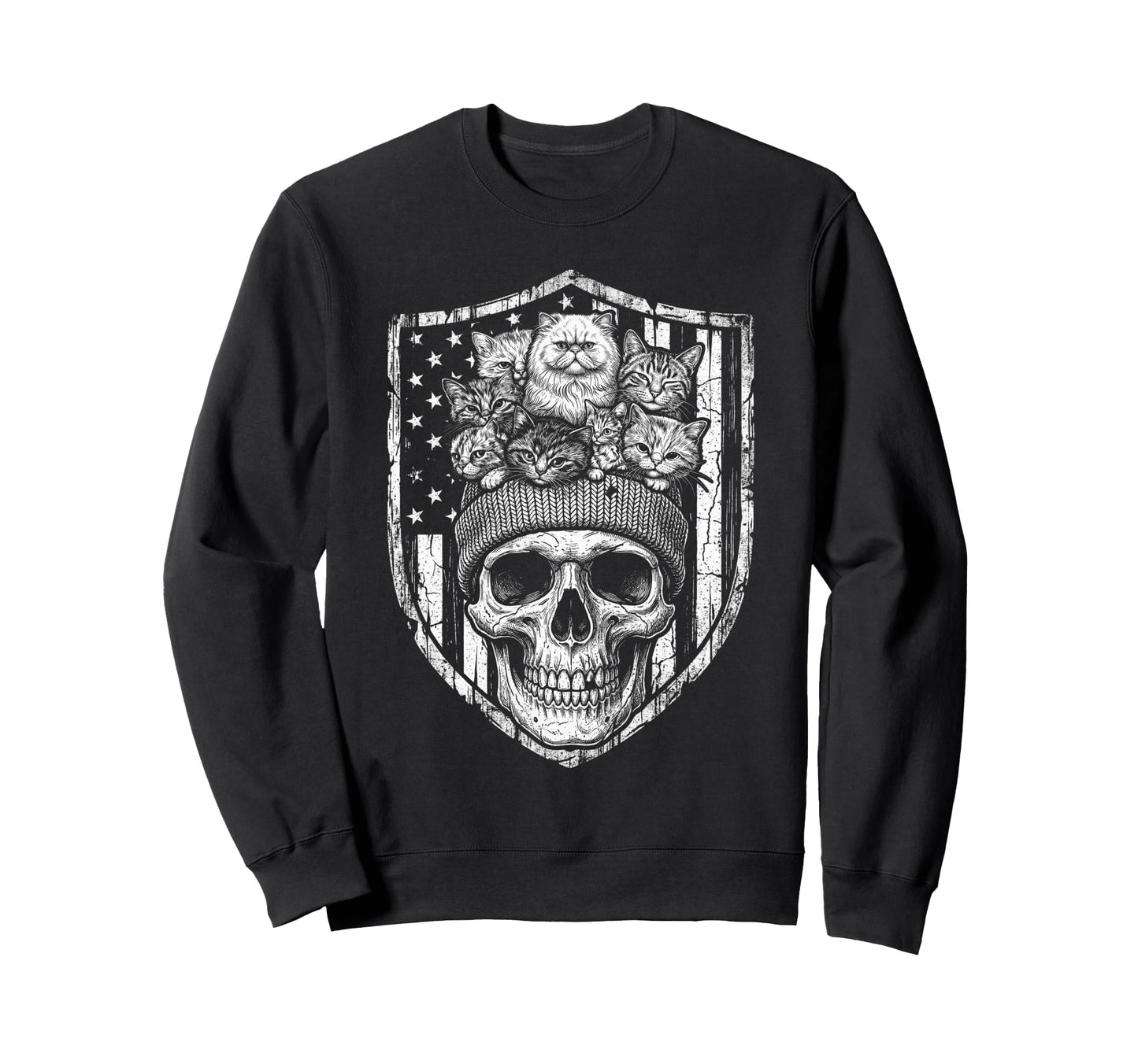 Skull Cat Skeleton Kitty Kitten Sweatshirt - Fun Novelty Design Unisex - T-Shirt, Sweatshirt, Hoodie