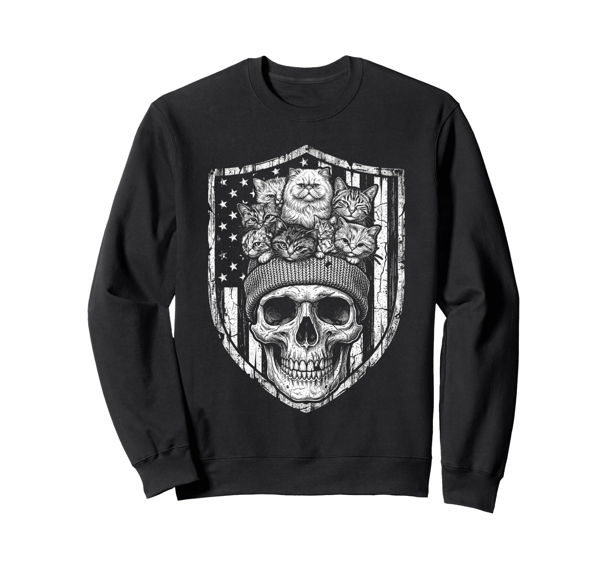 Skull Cat Skeleton Kitty Kitten Sweatshirt - Fun Novelty Design Unisex - T-Shirt, Sweatshirt, Hoodie