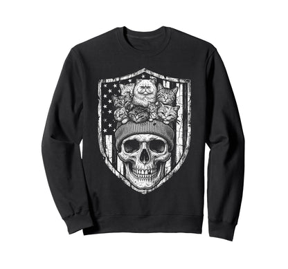 Skull Cat Skeleton Kitty Kitten Sweatshirt - Fun Novelty Design Unisex - T-Shirt, Sweatshirt, Hoodie