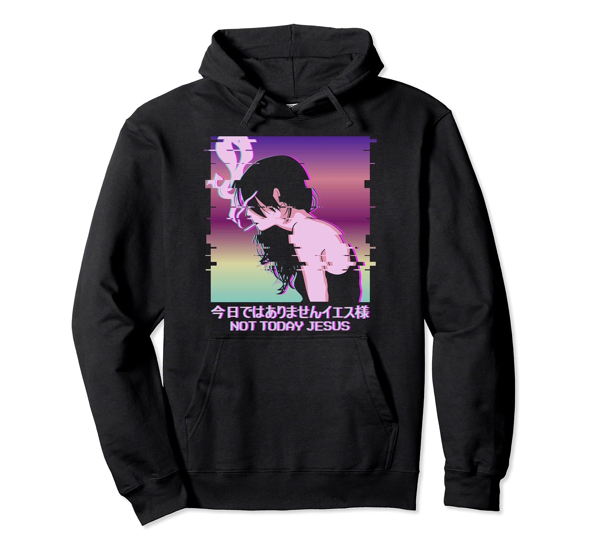 Not Today Jesus Edgy Vaporwave Aesthetic Hoodie - Graphic Print for Adults - T-Shirt, Sweatshirt, Hoodie