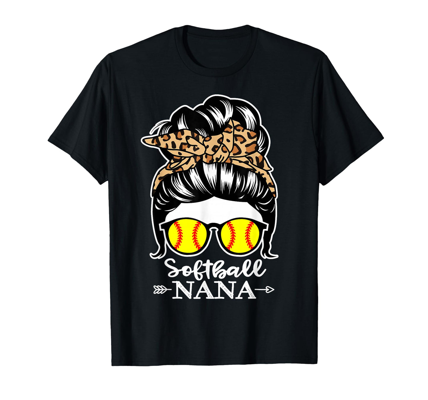 Softball Nana Messy Bun Hair Funny T-Shirt - Streetwear Style Men Women - T-Shirt, Sweatshirt, Hoodie