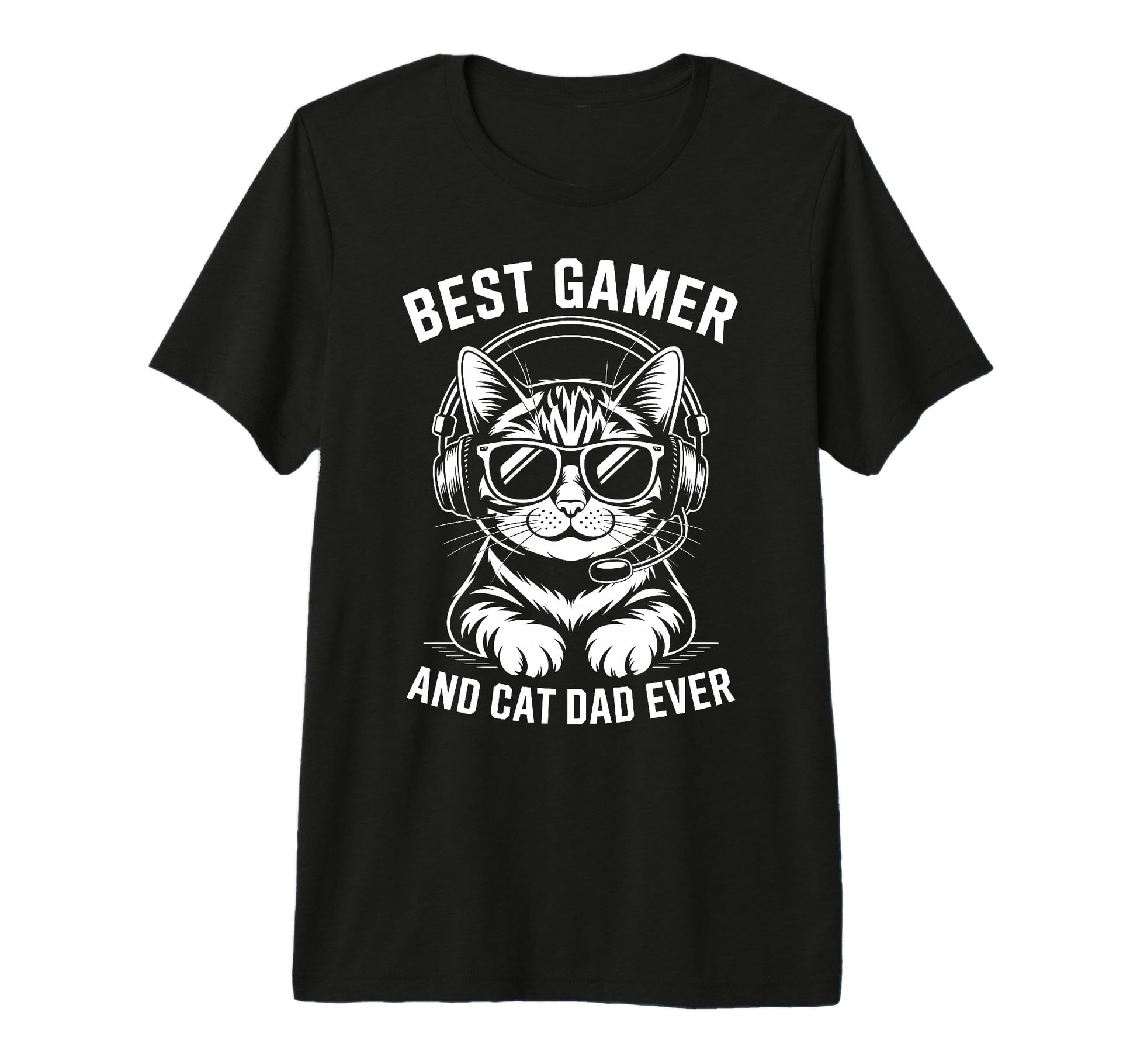 Best Gamer Cat Dad Ever Funny T-Shirt - Fun Novelty Design for Adults - T-Shirt, Sweatshirt, Hoodie