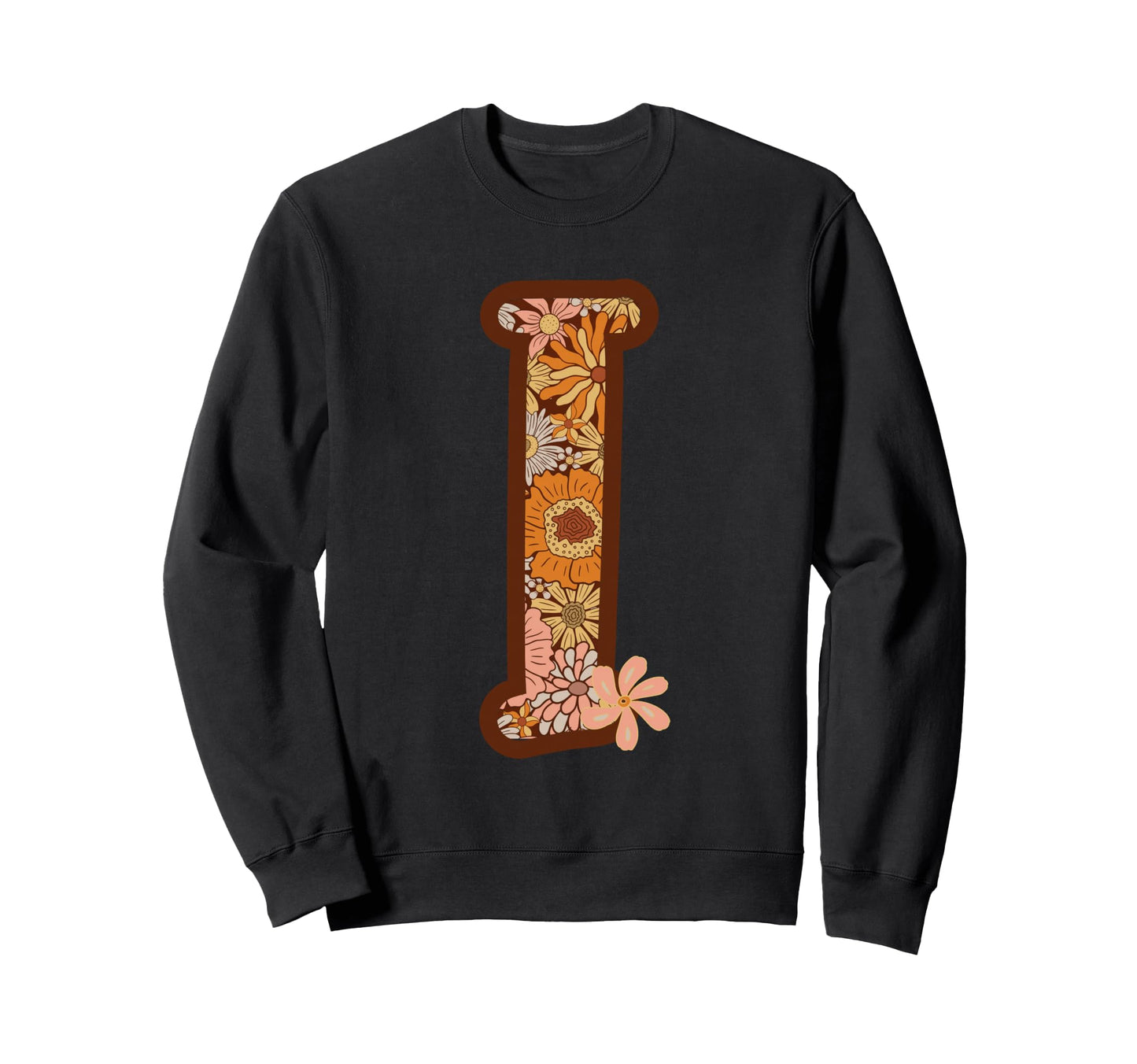 Floral Letter I Boho Botanical Sweatshirt - Graphic Print for Adults - T-Shirt, Sweatshirt, Hoodie