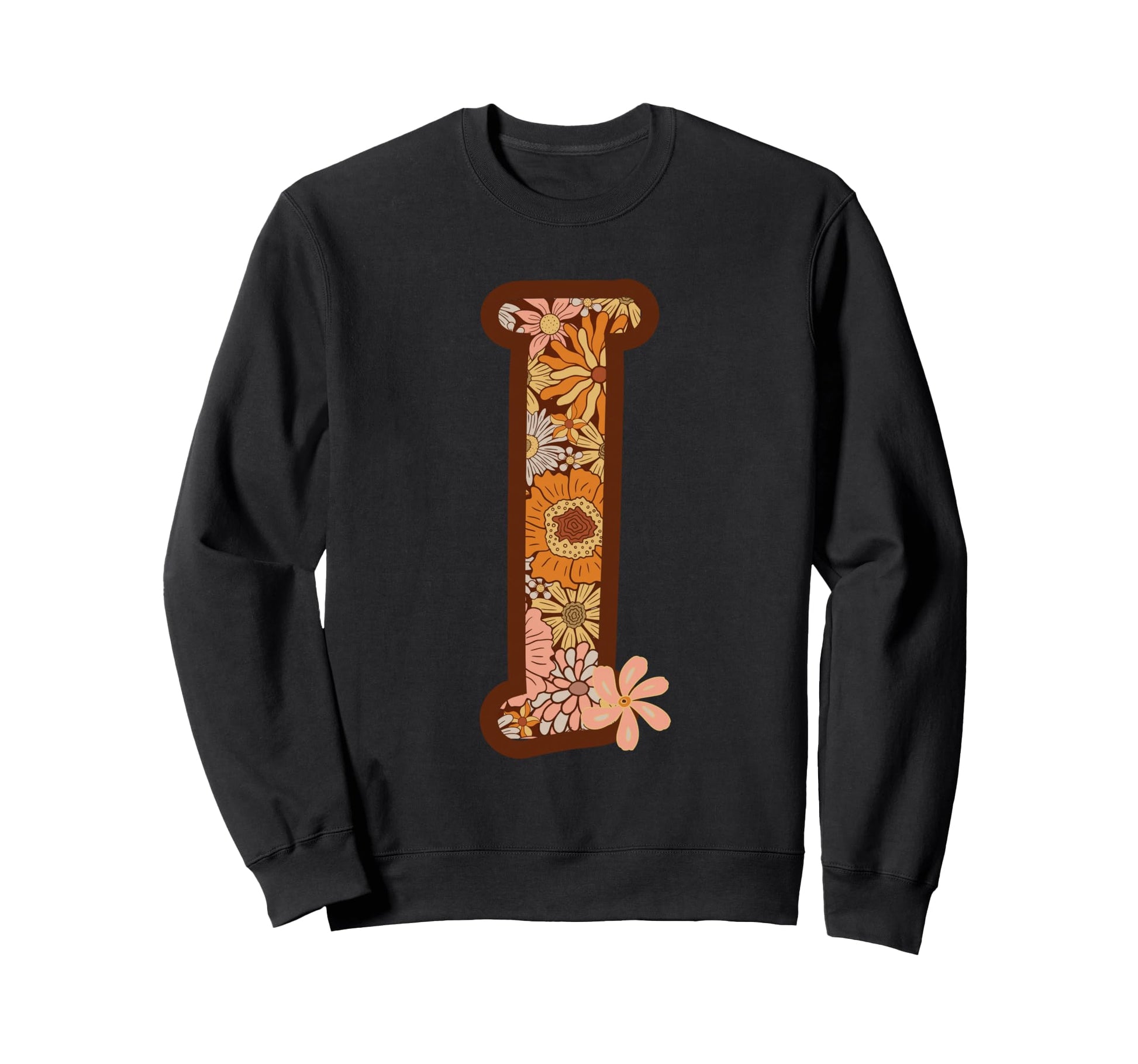 Floral Letter I Boho Botanical Sweatshirt - Graphic Print for Adults - T-Shirt, Sweatshirt, Hoodie