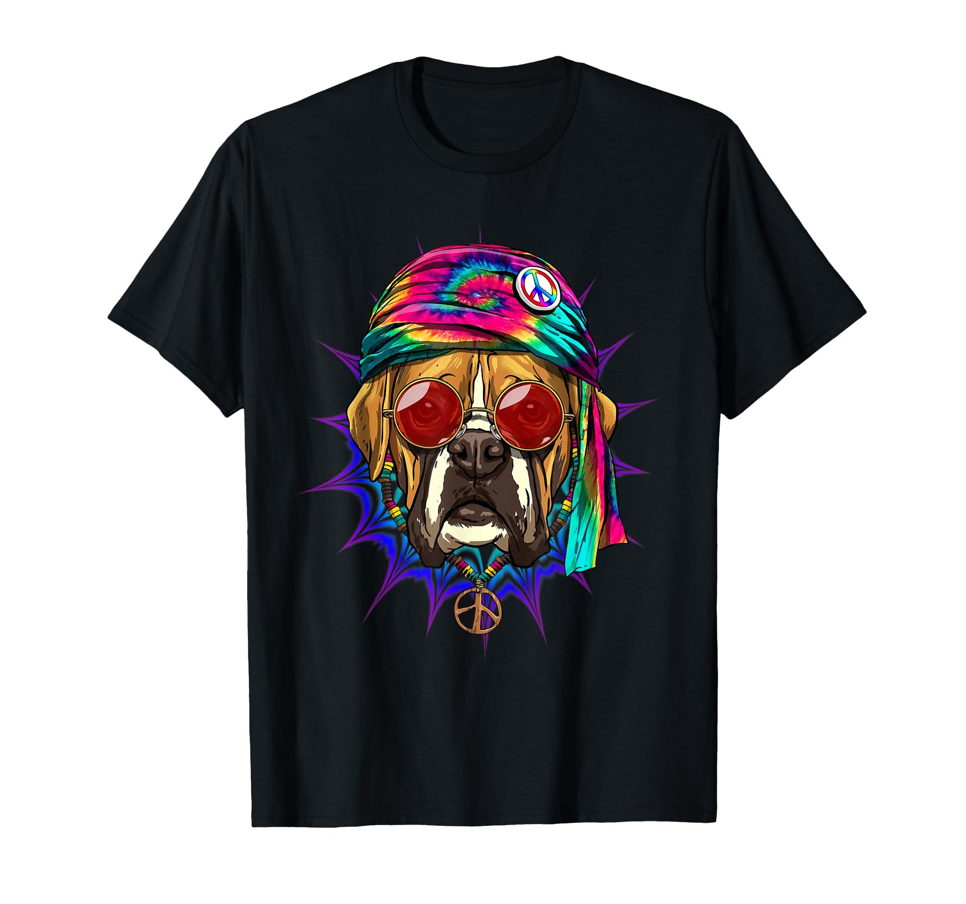 Tie Dye Hippie Boxer Hippiness Peace T-Shirt - Custom Art Print Men Women - T-Shirt, Sweatshirt, Hoodie