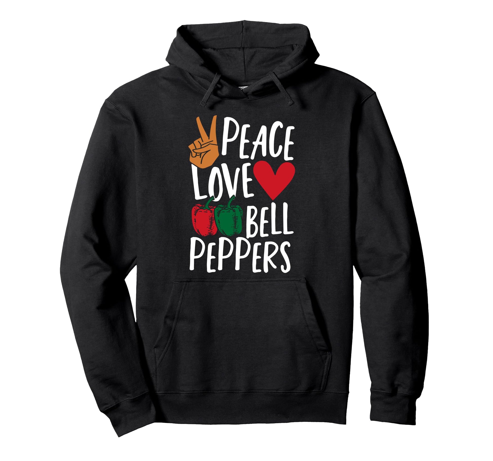Peace Love Bell Peppers Hoodie - Unique Graphic for Adults - T-Shirt, Sweatshirt, Hoodie