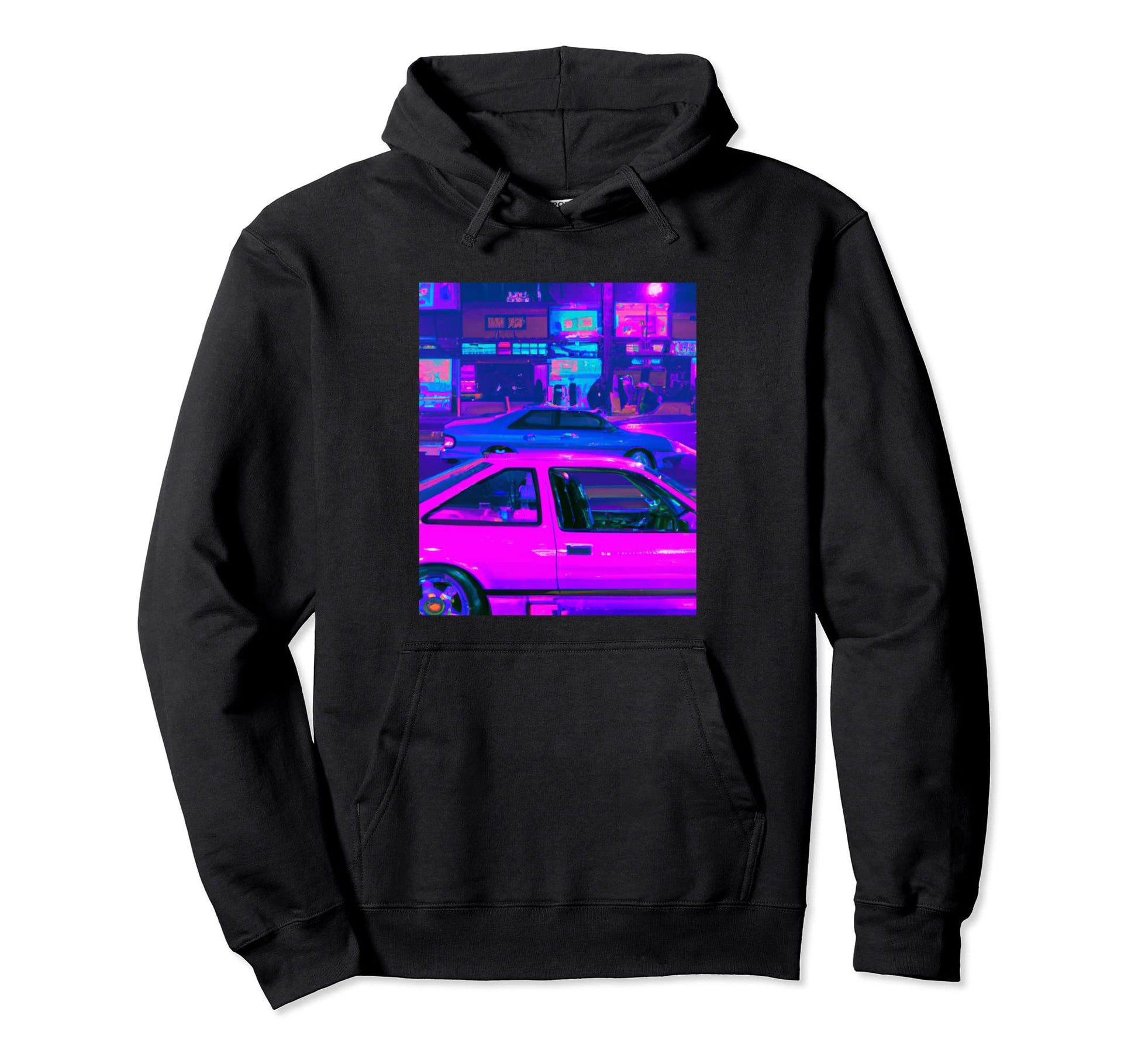Vaporwave Car Synthwave City Hoodie - Casual Everyday Wear Unisex - T-Shirt, Sweatshirt, Hoodie