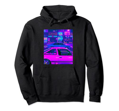Vaporwave Car Synthwave City Hoodie - Casual Everyday Wear Unisex - T-Shirt, Sweatshirt, Hoodie