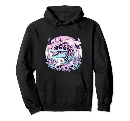 Pastel Goth T Rex Skull Dinosaur Hoodie - Casual Everyday Wear Unisex - T-Shirt, Sweatshirt, Hoodie