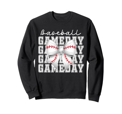 Baseball Game Day Mom Coquette Bow Sweatshirt - Aesthetic Graphic Unisex - T-Shirt, Sweatshirt, Hoodie