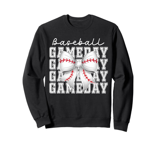 Baseball Game Day Mom Coquette Bow Sweatshirt - Aesthetic Graphic Unisex - T-Shirt, Sweatshirt, Hoodie