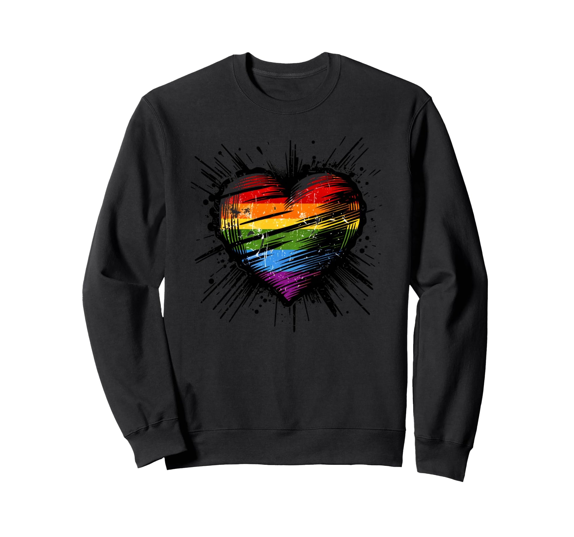Gay Pride Rainbow Heart Artistic Sweatshirt - Aesthetic Graphic Unisex - T-Shirt, Sweatshirt, Hoodie