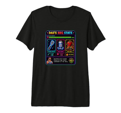 Funny Dads Bbq Stat Pixel Art Grilling T-Shirt - Graphic Print Men Women - T-Shirt, Sweatshirt, Hoodie