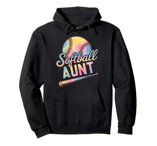 Softball Aunt Tie Dye Mothers Day Hoodie - Novelty Apparel Unisex - T-Shirt, Sweatshirt, Hoodie
