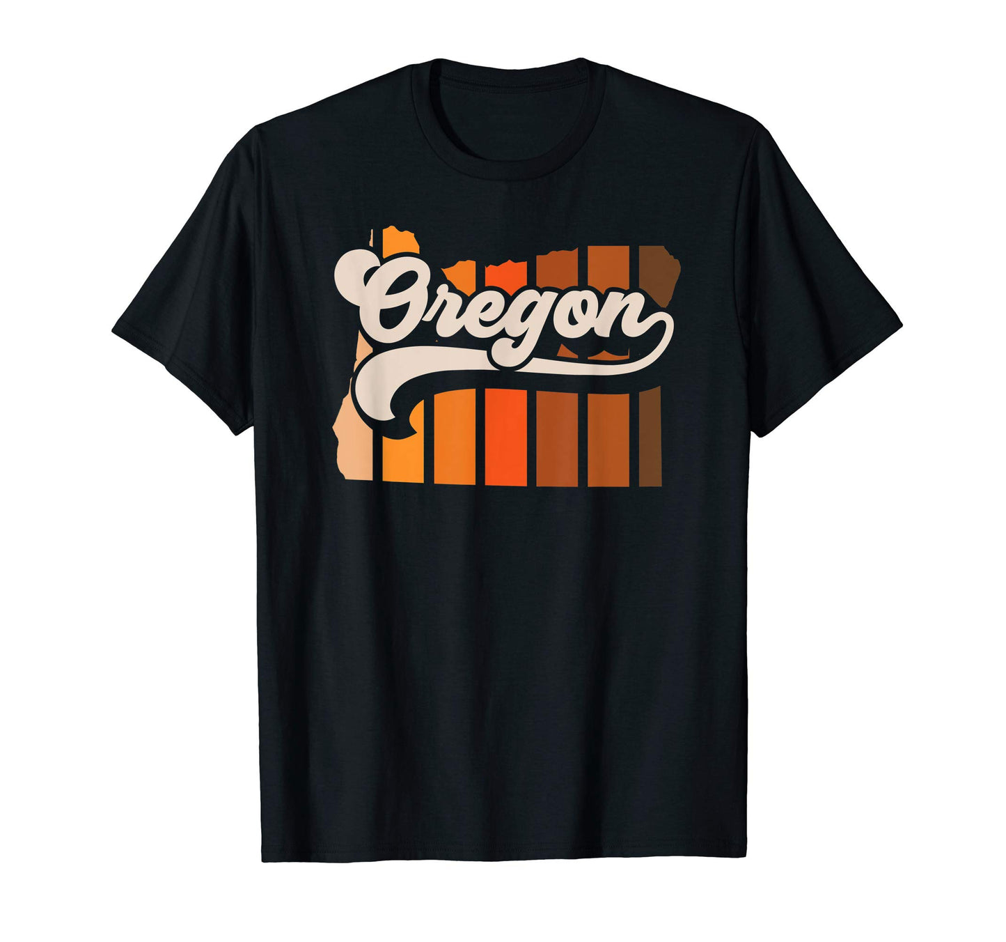 Oregon 70S Stripe State Silhouette T-Shirt - Trendy Graphic Unisex - T-Shirt, Sweatshirt, Hoodie