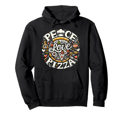 Gourmet Peace Love Pizza Collection Hoodie - Minimalist Print for Adults - T-Shirt, Sweatshirt, Hoodie