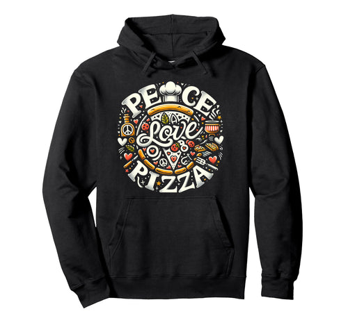 Gourmet Peace Love Pizza Collection Hoodie - Minimalist Print for Adults - T-Shirt, Sweatshirt, Hoodie
