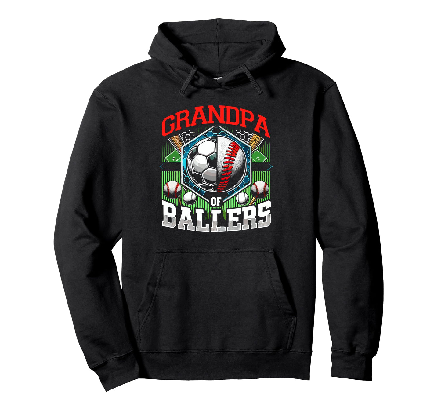 Grandpa Ballers Soccer Baseball Player Hoodie - Streetwear Style Men Women - T-Shirt, Sweatshirt, Hoodie