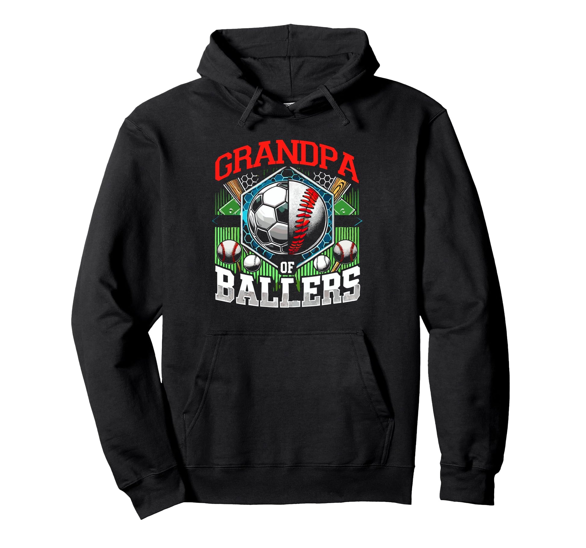Grandpa Ballers Soccer Baseball Player Hoodie - Streetwear Style Men Women - T-Shirt, Sweatshirt, Hoodie