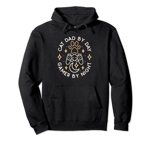 Cat Dad Day Gamer Night Games Lover Hoodie - Graphic Print for Adults - T-Shirt, Sweatshirt, Hoodie