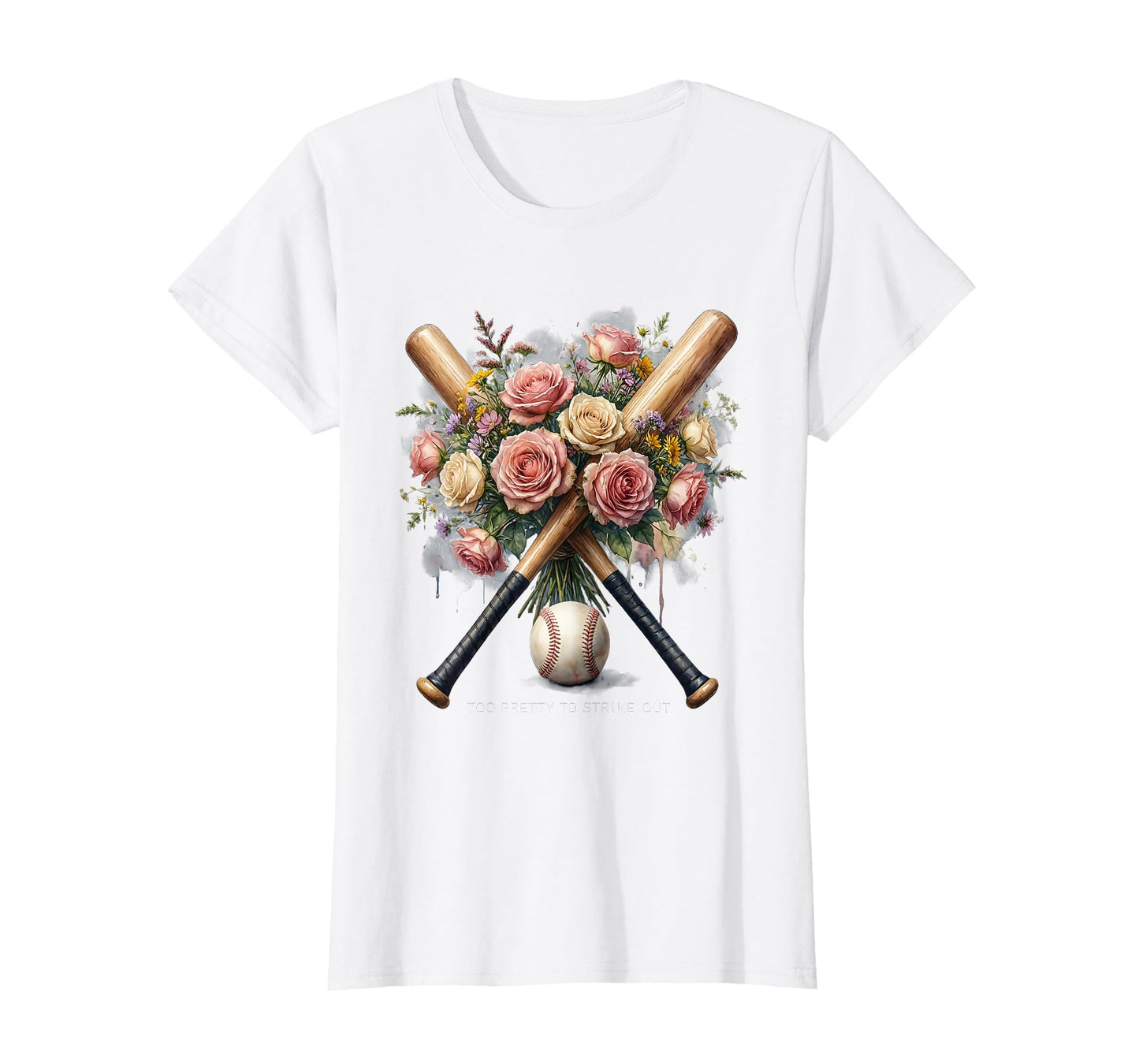 Too Pretty To Strike Out Baseball T-Shirt - Aesthetic Graphic for Adults - T-Shirt, Sweatshirt, Hoodie
