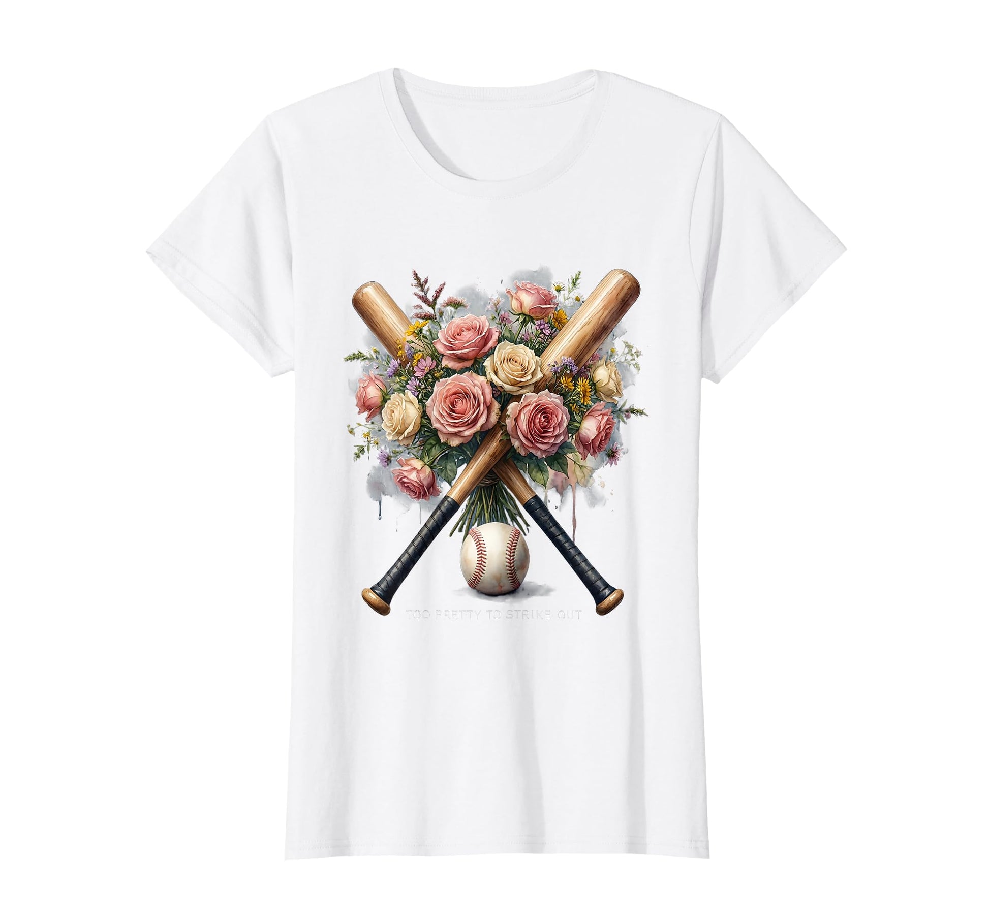 Too Pretty To Strike Out Baseball T-Shirt - Aesthetic Graphic for Adults - T-Shirt, Sweatshirt, Hoodie